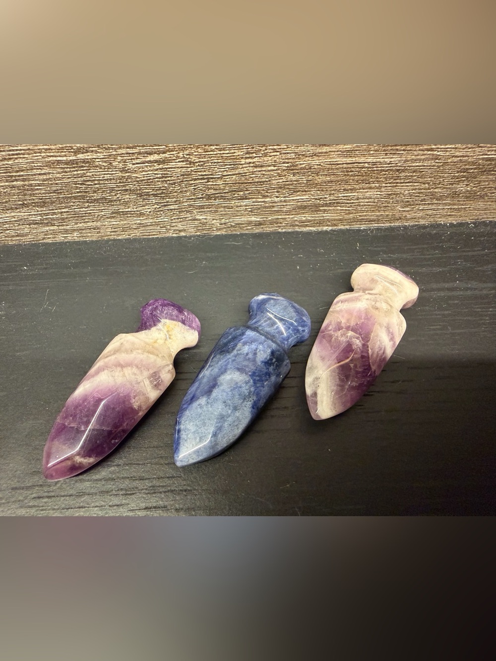 Handcrafted Amethyst and Sodalite Crystal Stone Tools - Set of 3